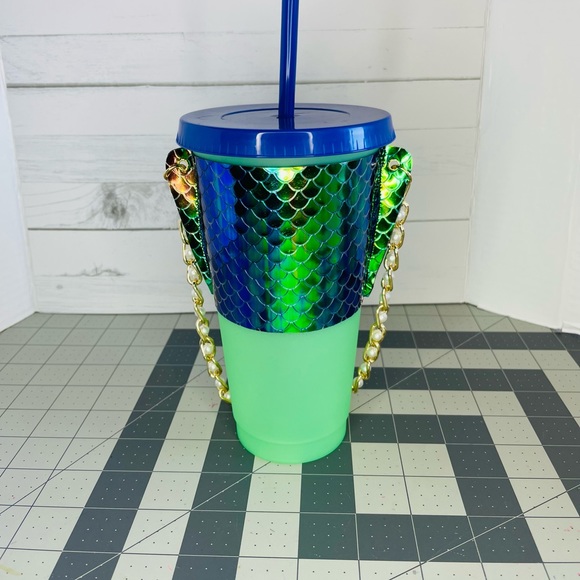 Tumbler and holder Coffee cup sleeve
 Faux Leather Mermaid print - Picture 2 of 7